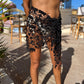 Skull & Star Crochet Sarong (short) in Black