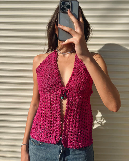 Tina Crochet top in Magenta