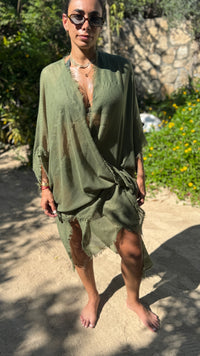 Tulum Handwoven Cover-up in Olive Green
