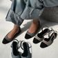 Jackie-O slingback flats in Denim Plaid