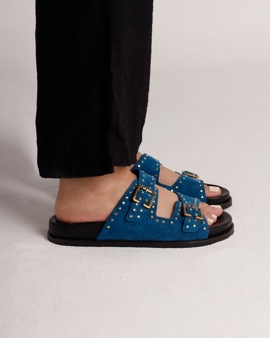 Isabel in Blue 100% Genuine Suede Leather