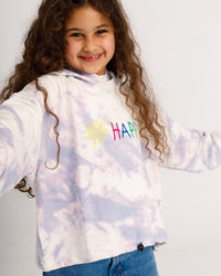 “Happy” Tie-Dye Sweatshirt in Lilac