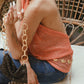 The IBIZA top in sequin mesh in Peach
