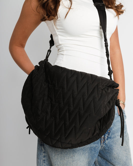 Slouchy Oversized Fanny Pack in Black