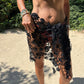 Skull & Star Crochet Sarong (short) in Black