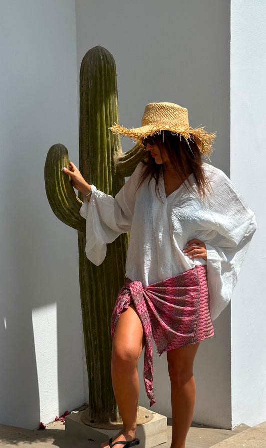 Soraya in white-shirt & Pink wrap