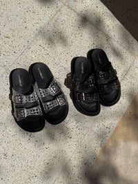 Isabel Jelly caged slides in black
