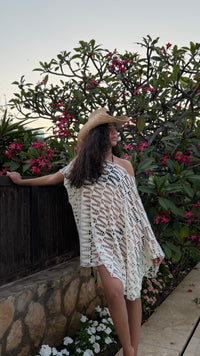 Elena off-shoulder cover up in Off-White