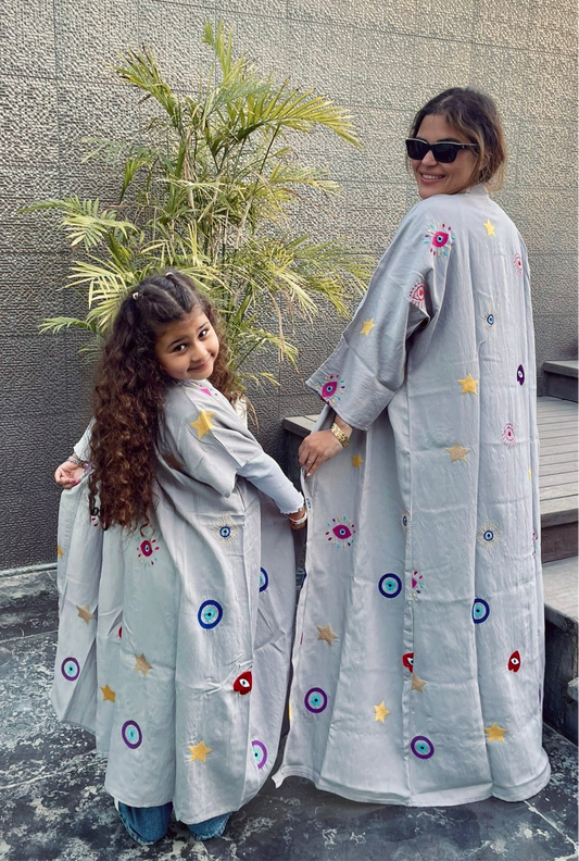 “Mama+Me” Kaftan in light grey ** LAST 1 LEFT** (2 piece set)