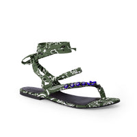 Greek-Eye & Bandana Wrap Sandal in Olive (xSATISFASHION)