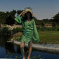 Soraya beach wrap-dress in Green Bandana