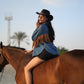 Western Jacket with Fringe in Dark Denim Wash