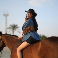Western Jacket with Fringe in Dark Denim Wash (Final Sale)
