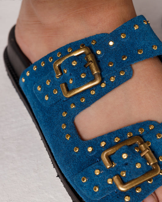 Isabel in Blue 100% Genuine Suede Leather