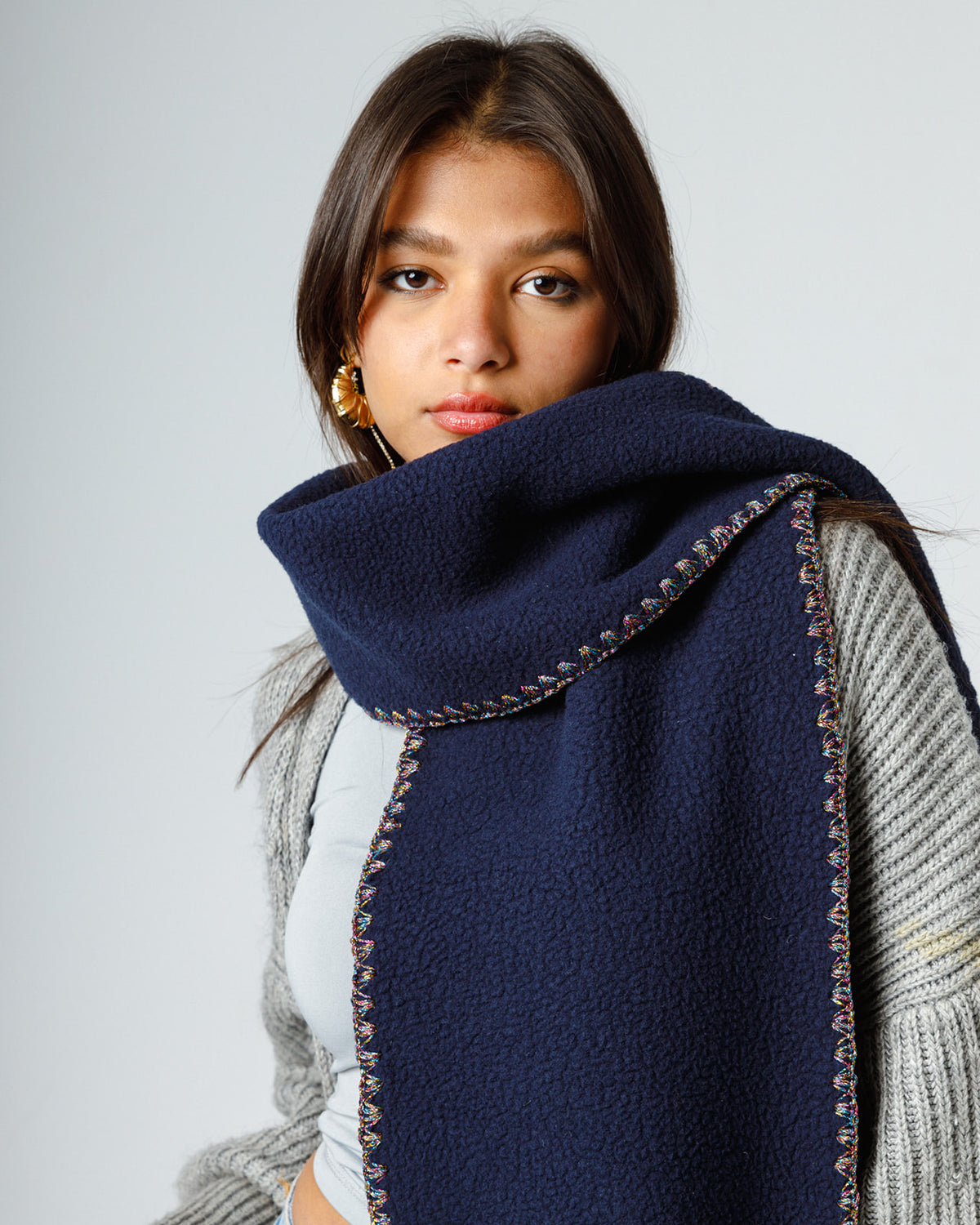 Blanket Scarf in Metallic Rainbow