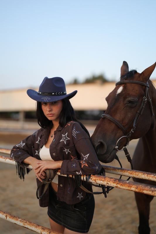 Star Fringe Jacket in Brown