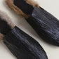 Tracy Mules in Black + Rabbit Fur