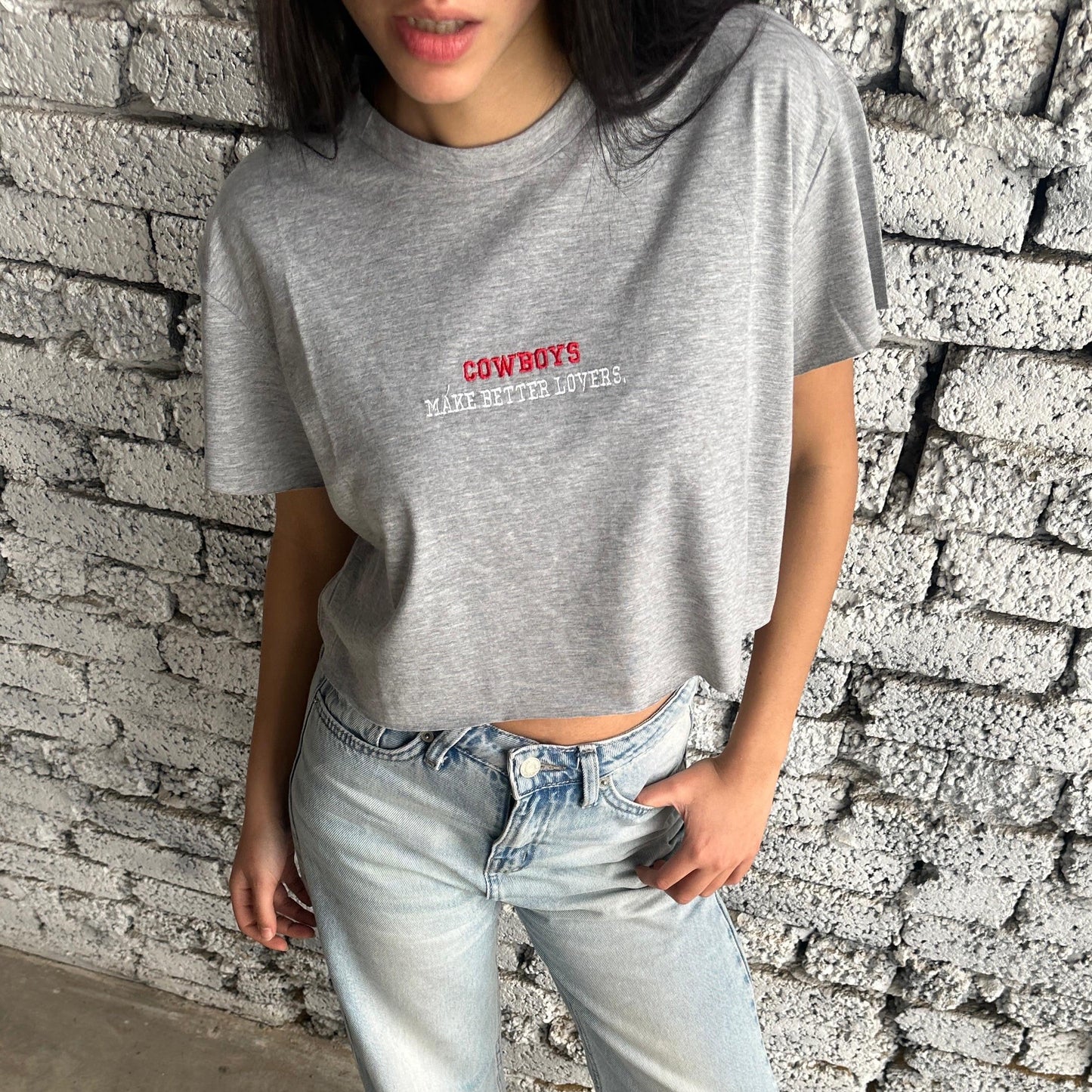 “ Cowboys Make Better Lovers” Cropped Tshirt