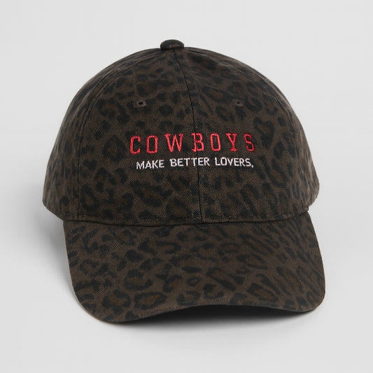 “Cowboys Make Better Lovers” Cap in Black Leopard