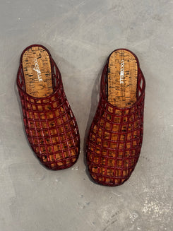 Jelly caged mule in Burgundy
