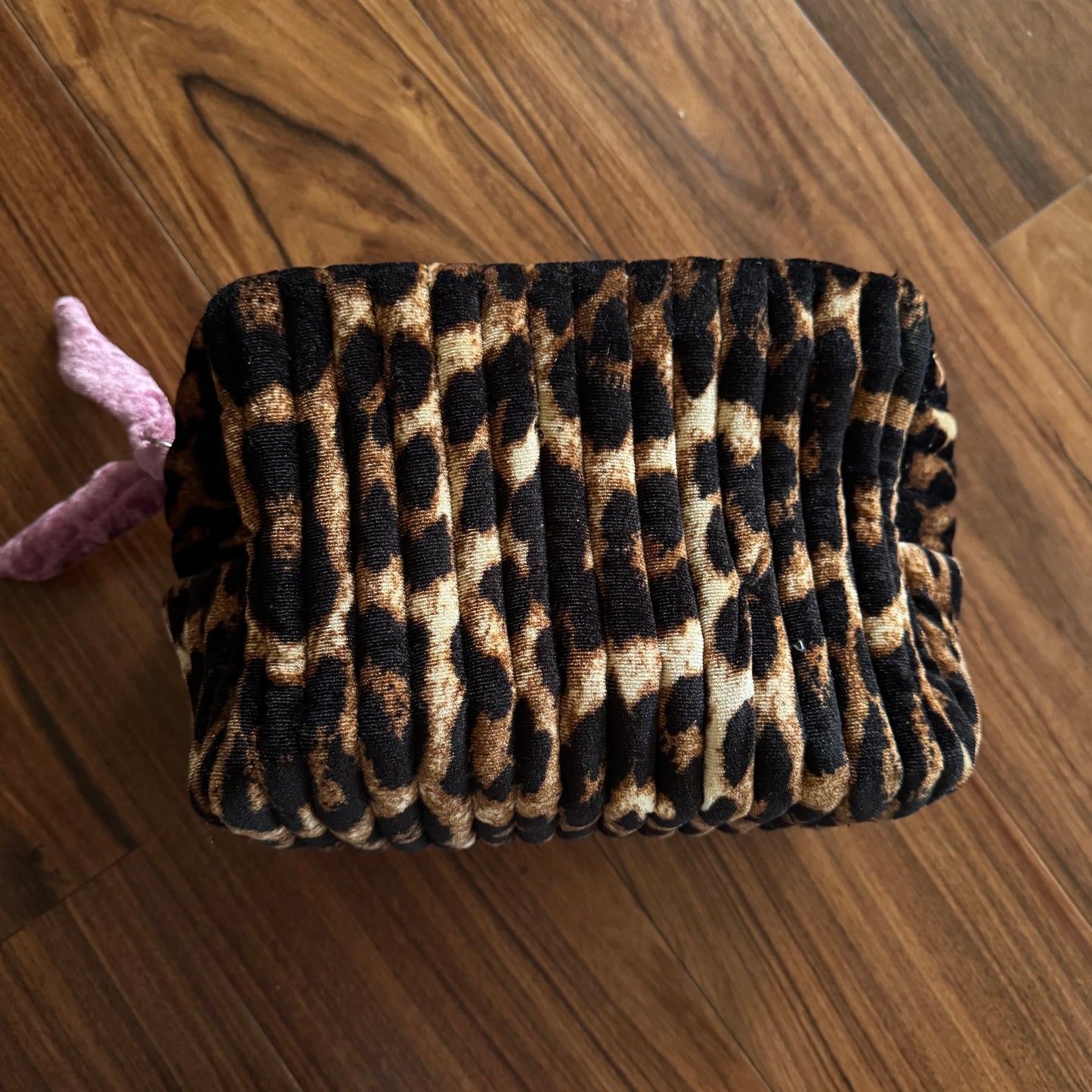 The Lola Velvet Toiletry Pouch in Leopard