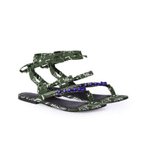 Greek-Eye & Bandana Wrap Sandal in Olive (xSATISFASHION)