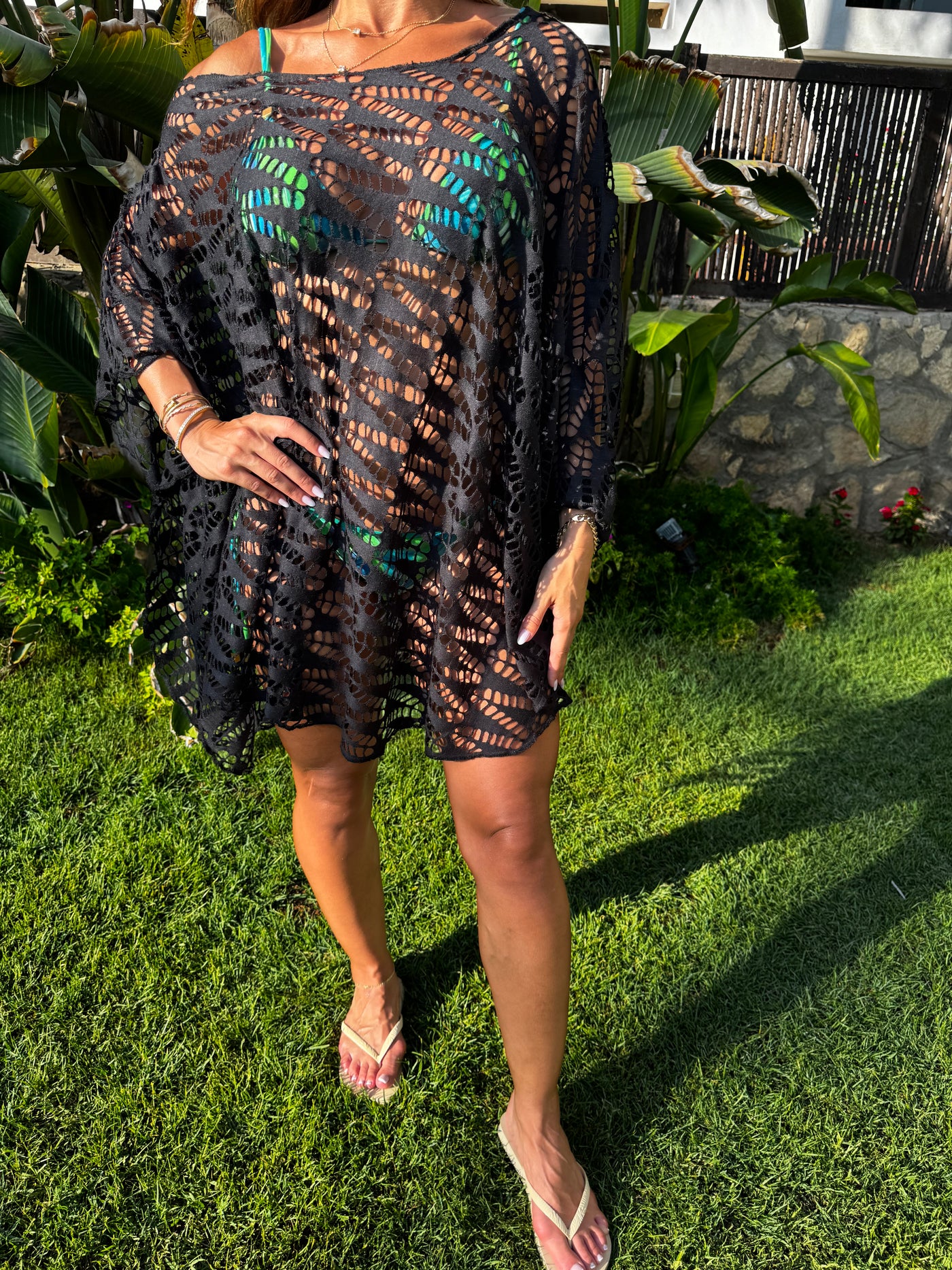 Elena off-shoulder cover up in Black