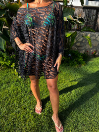 Elena off-shoulder cover up in Black
