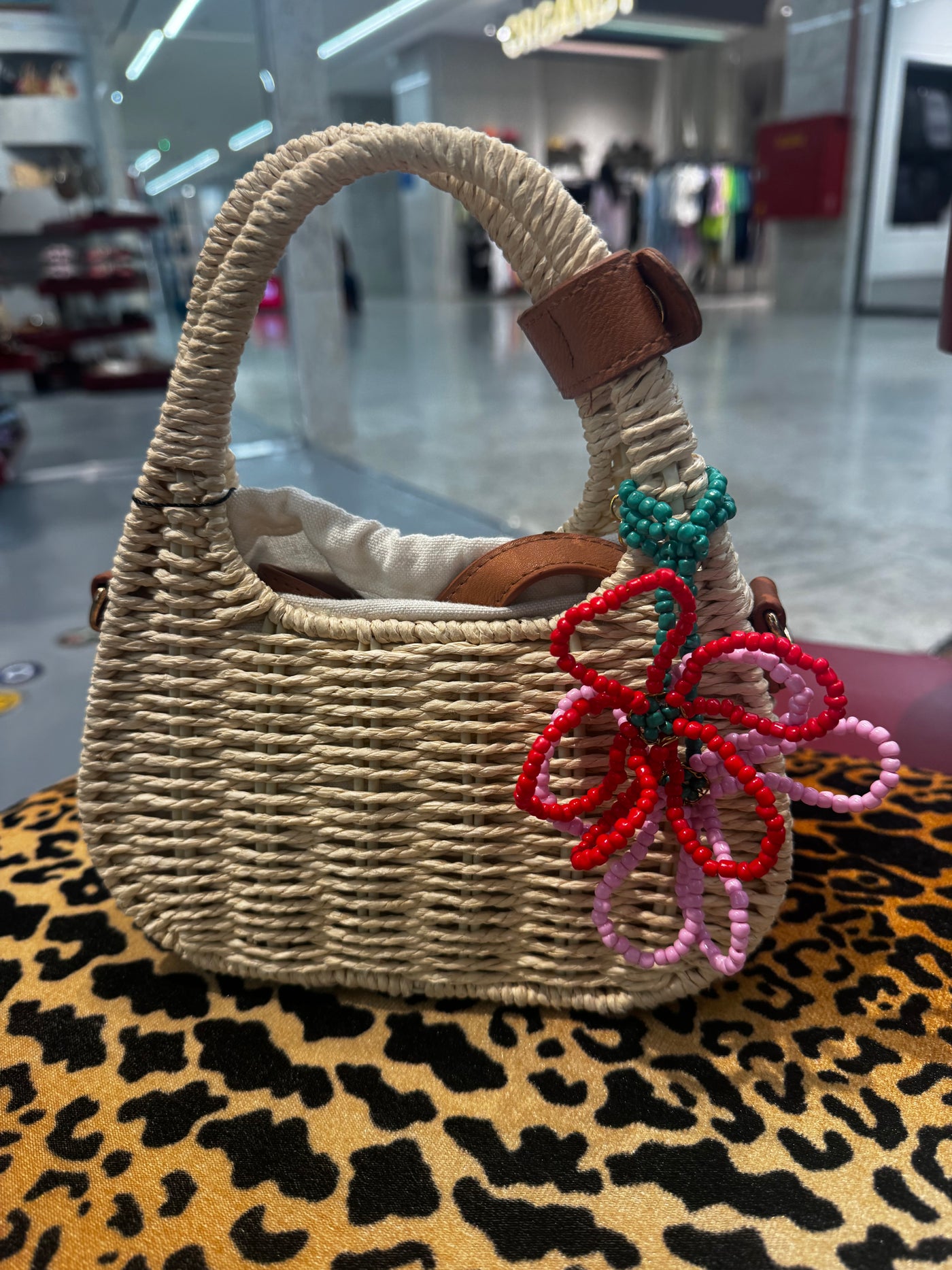 Mini raffia bag in Beige