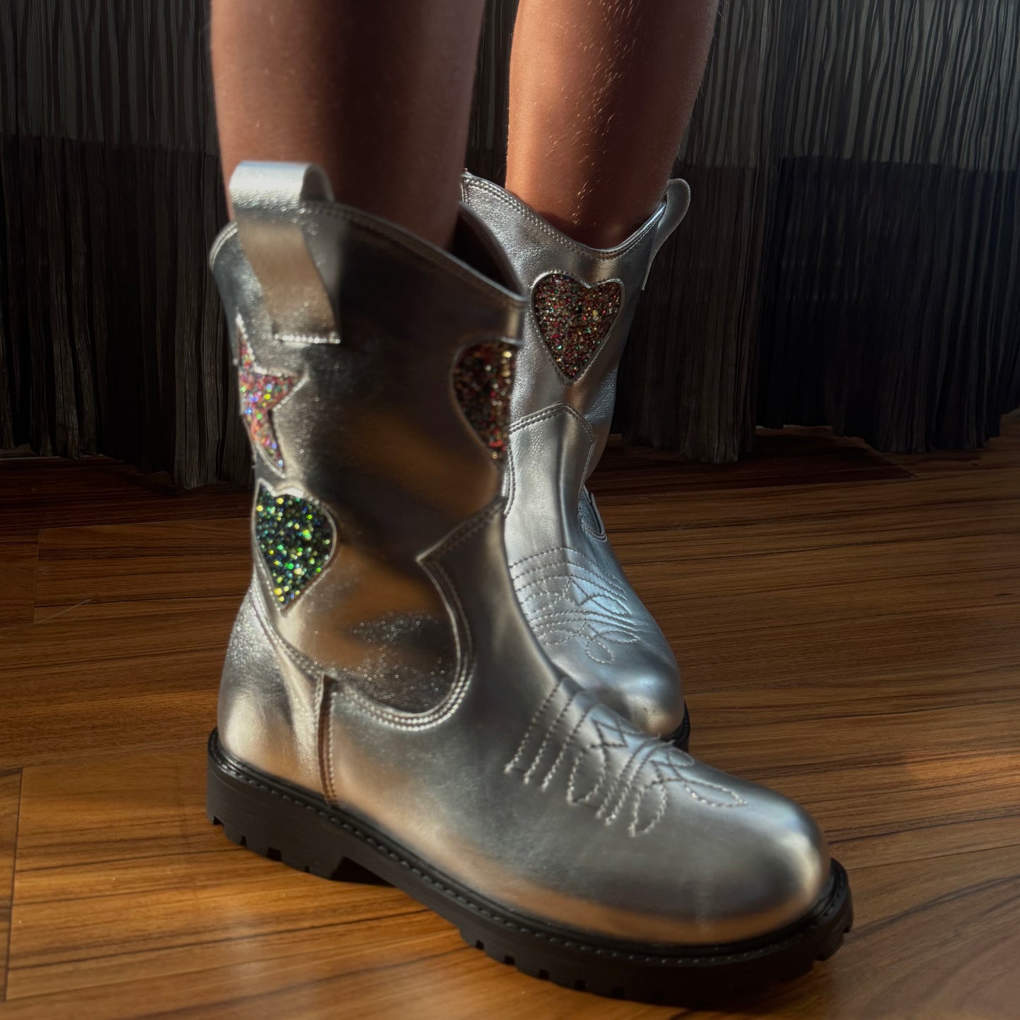 Western Boot in Cosmic Silver (Girls)