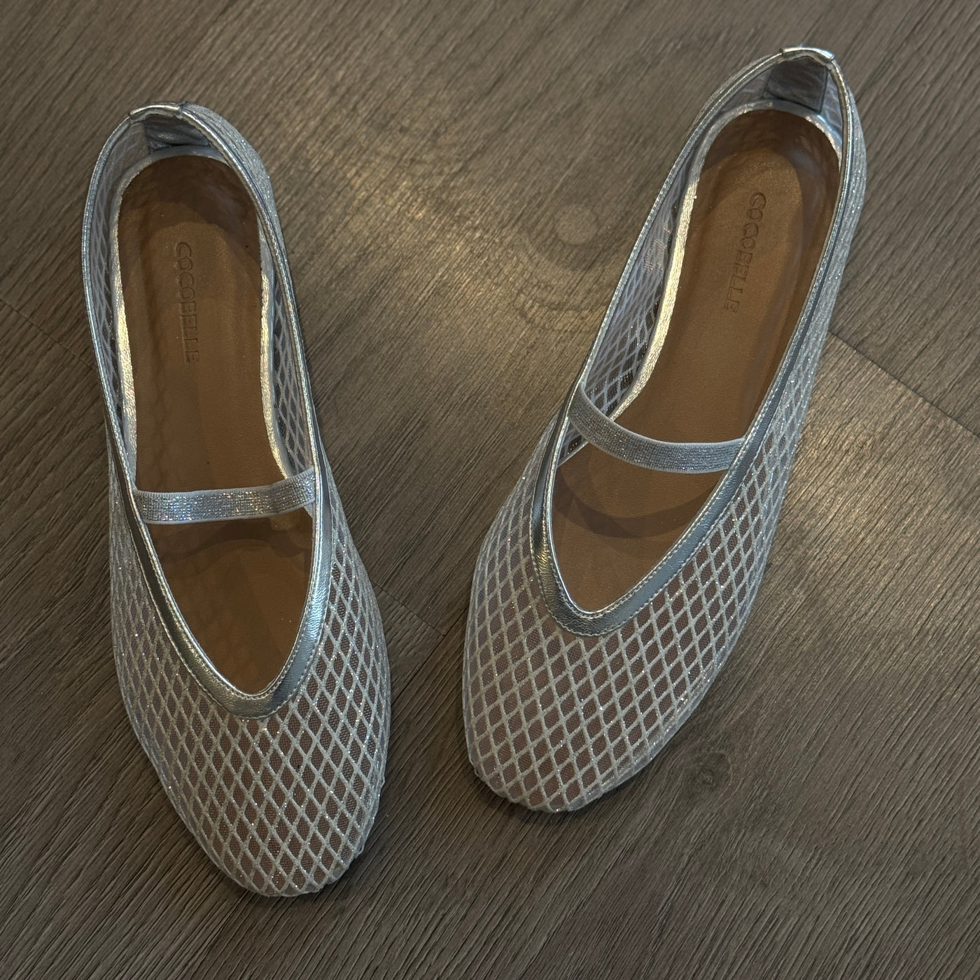 Jackie-O  French-Mesh Ballerina in Silver Blanc