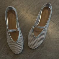 Jackie-O  French-Mesh Ballerina in Silver Blanc