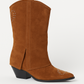 Western Style Suede Boots in Tan (PREORDER: Shipping by October 8)