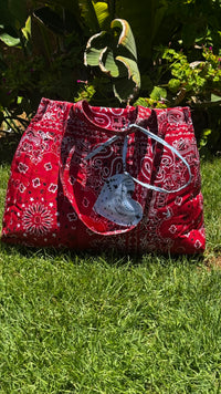 Bandana Quilted Tote Bag in Red (Shipping July 11)