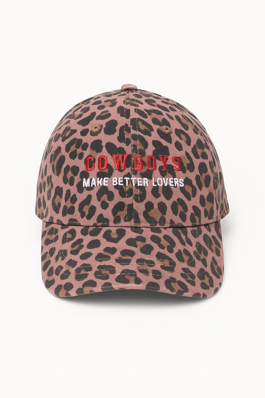 “Cowboys Make Better Lovers” Cap in Pink Leopard