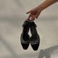 Jackie-O Slingback flats in Black Plaid