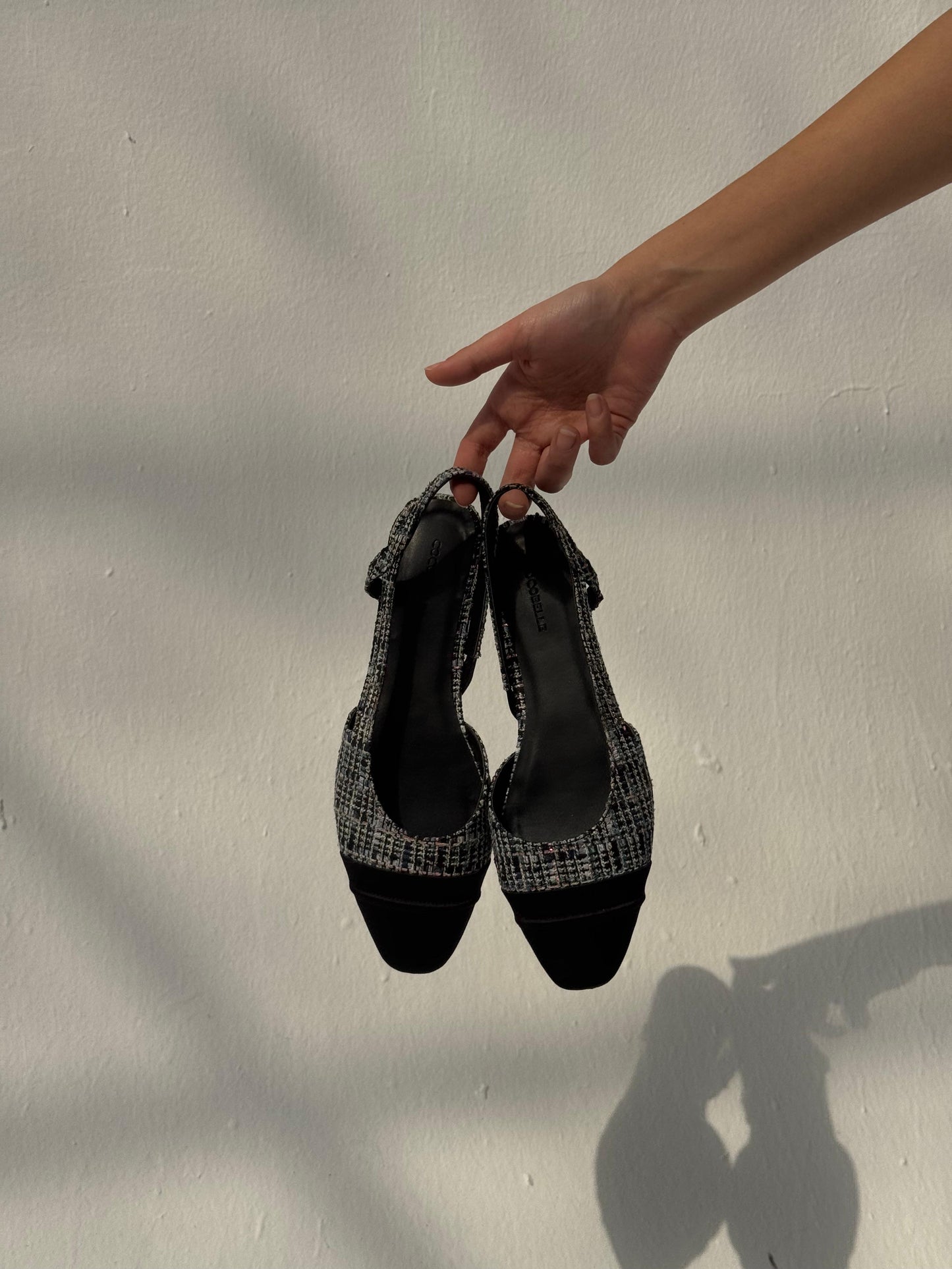 Jackie-O Slingback flats in Black Plaid