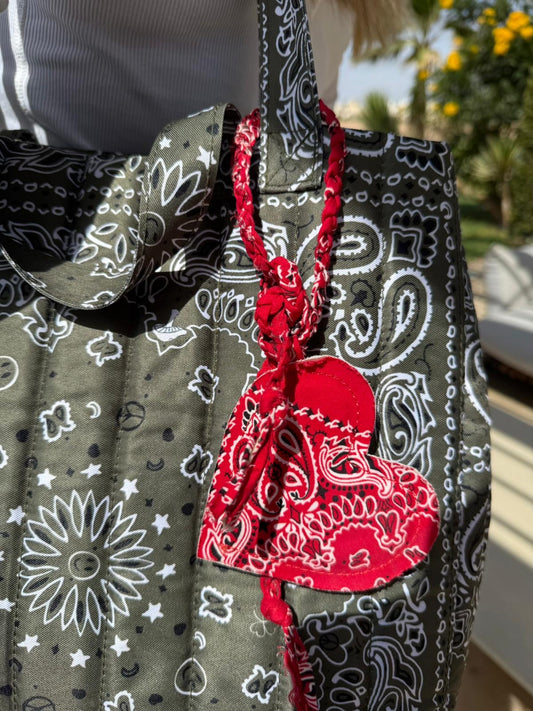 Bandana Quilted Tote Bag in Olive (Preorder May 5)