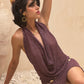 The IBIZA Beach Dress in Sequin Mesh in Deep Purple