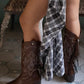 Alabama Studs & Fringe Cowboy Boots in Brown ( X SATISFASHION )