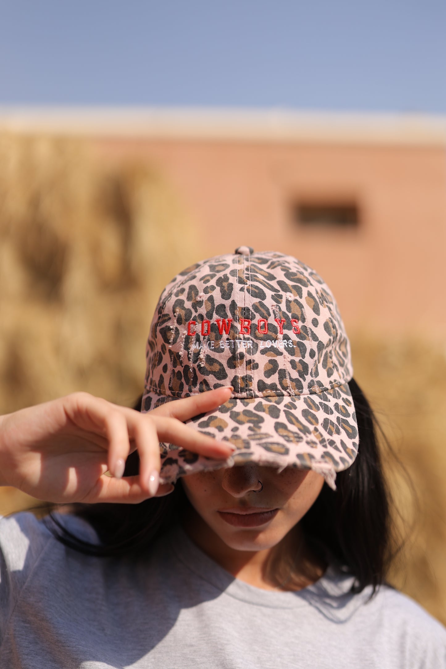 “Cowboys Make Better Lovers” Cap in Pink Leopard