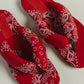 Inez Puff Bandana Slippers in Red
