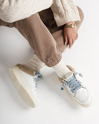 Marcy Shearling Mule Sneakers in Denim laces