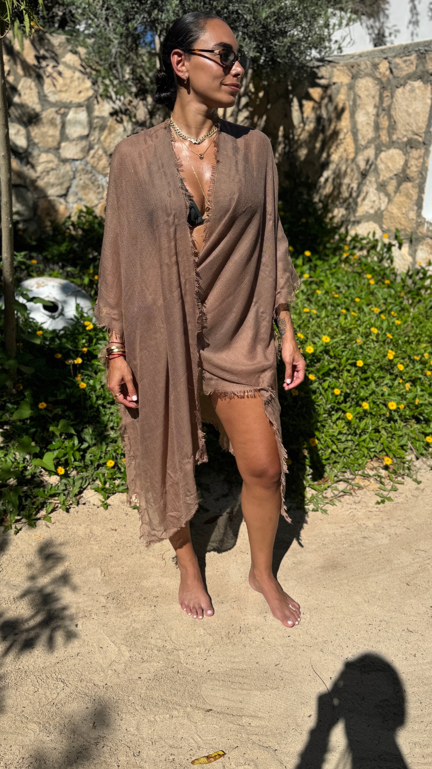 Tulum Handwoven Cover-up in Brown
