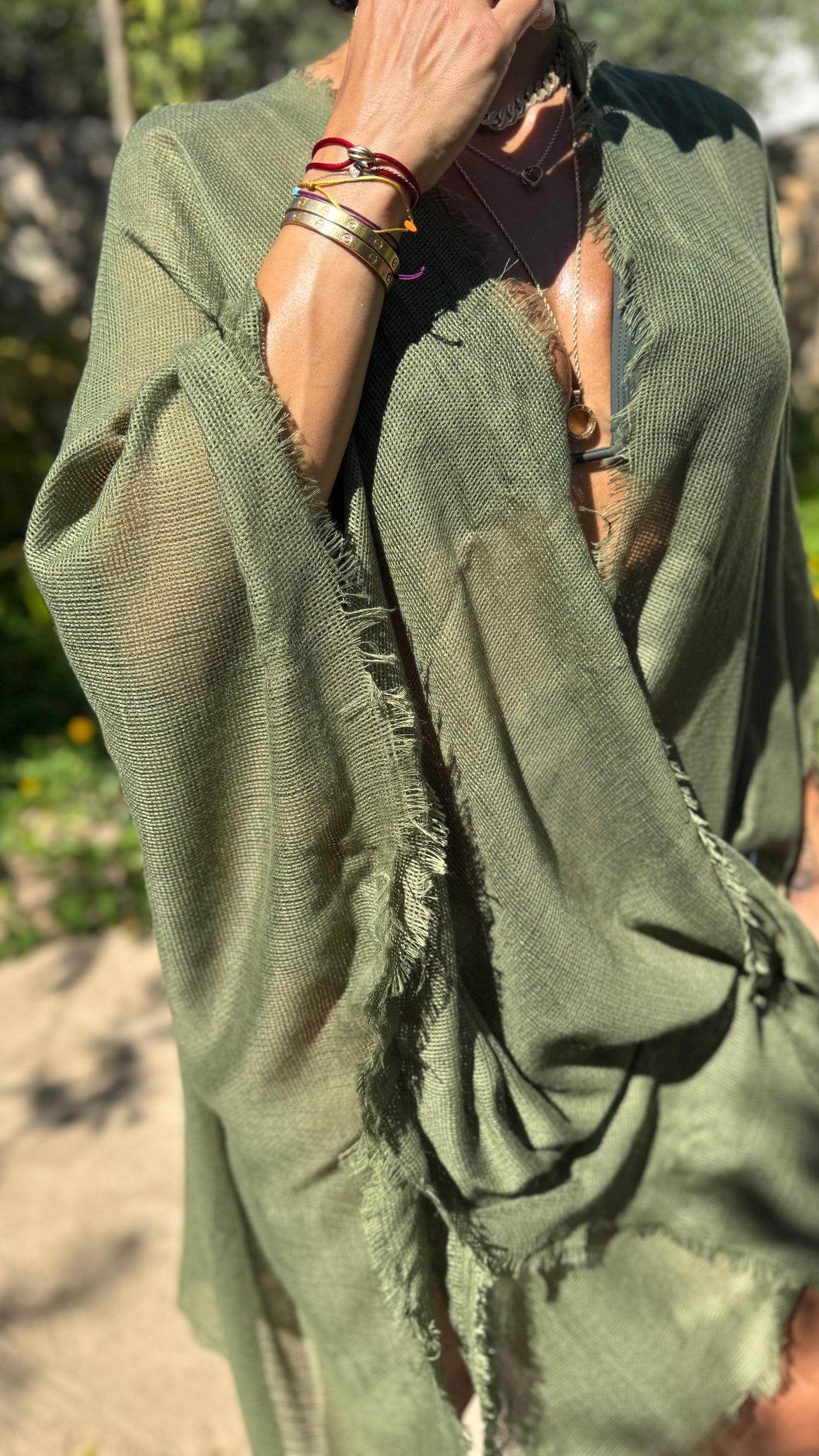 Tulum Handwoven Cover-up in Olive Green