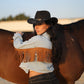 Western Cropped Jacket with Fringe in Light Denim