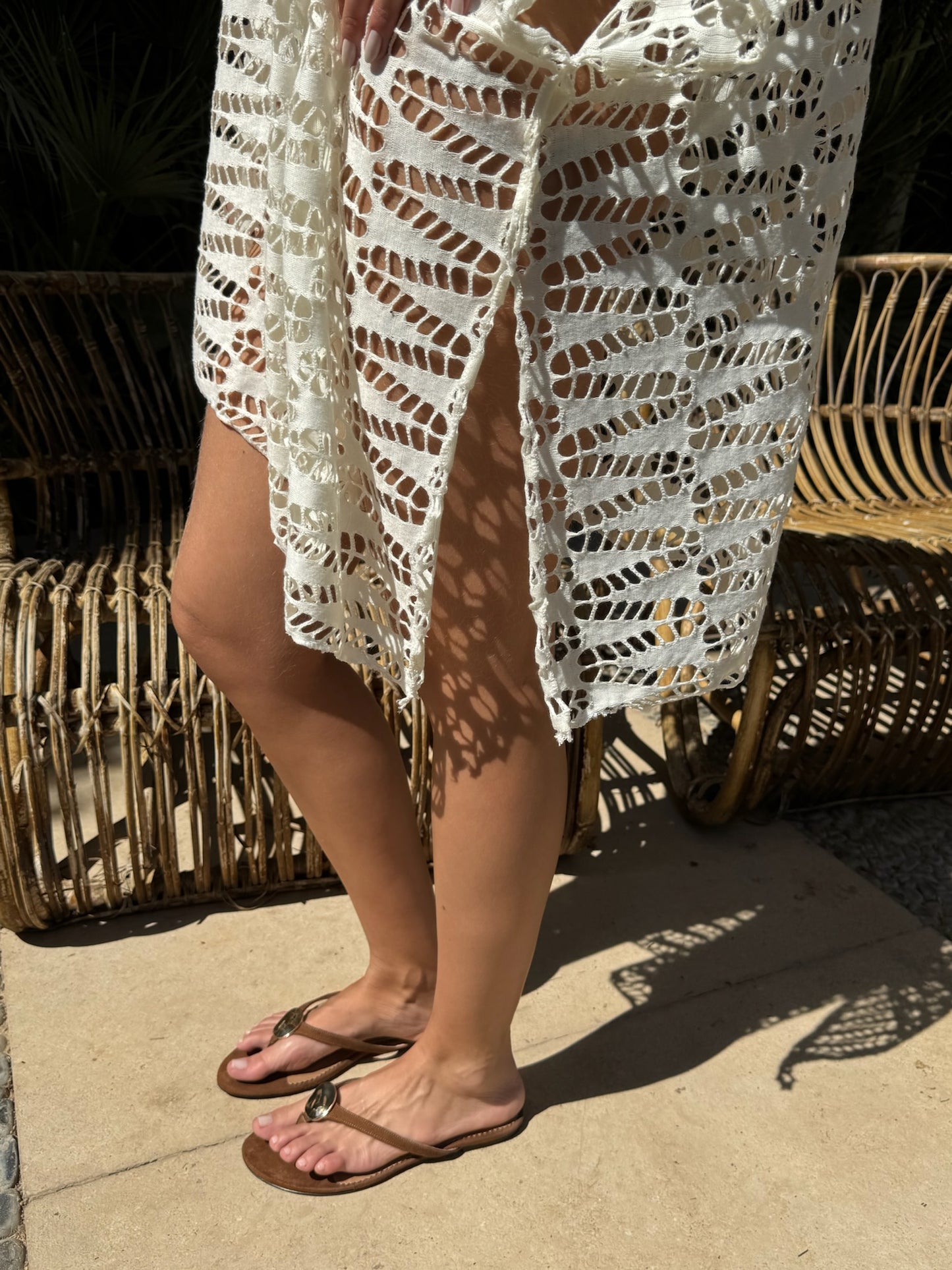 Elena off-shoulder cover up in Off-White
