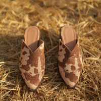 Western Heel Mule in Toffee Cow