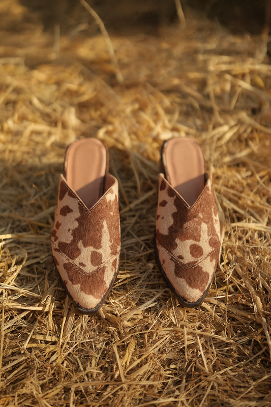 Western Heel Mule in Toffee Cow (PREORDER: Shipping by October 8)