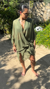 Tulum Handwoven Cover-up in Olive Green